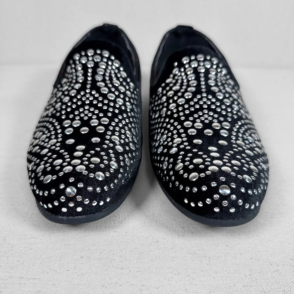 NEW‎ Tallia Raffaele Velvet Studded Smoking Slipper Loafers | Black | Men's 8